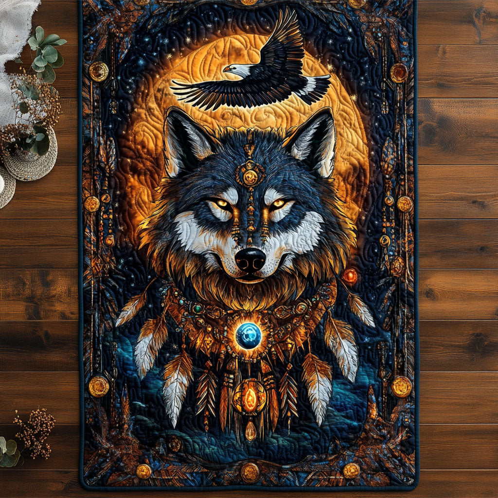 Native Wolf And Eagle WY2802008CL Quilted Table Runner
