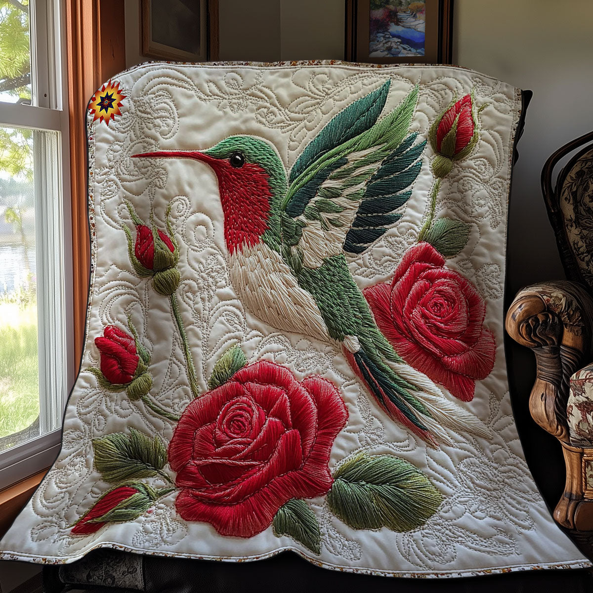 Humminbird And Red Rose WY1712015CL Quilt