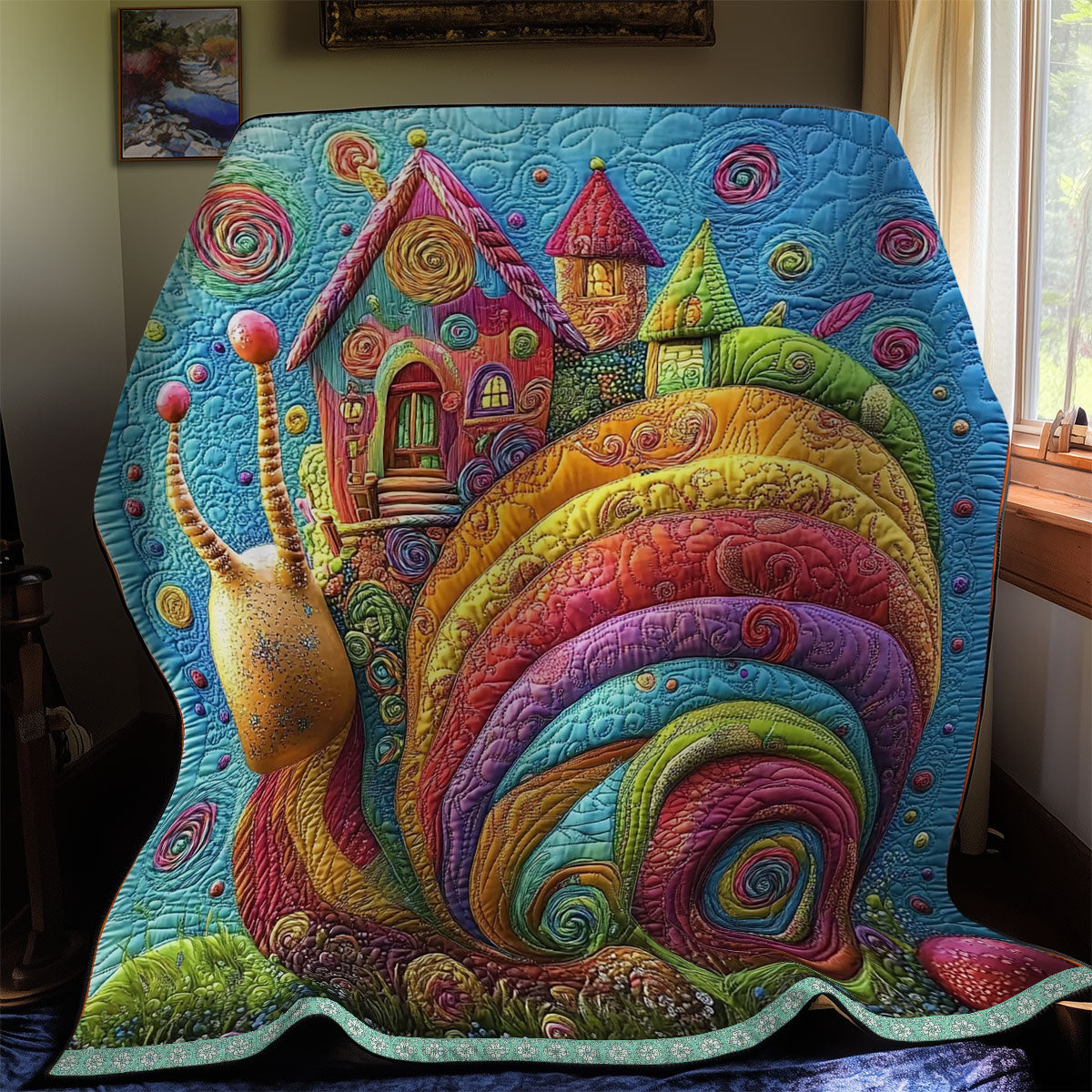Whimsical Snail House WX1211038CL Quilt