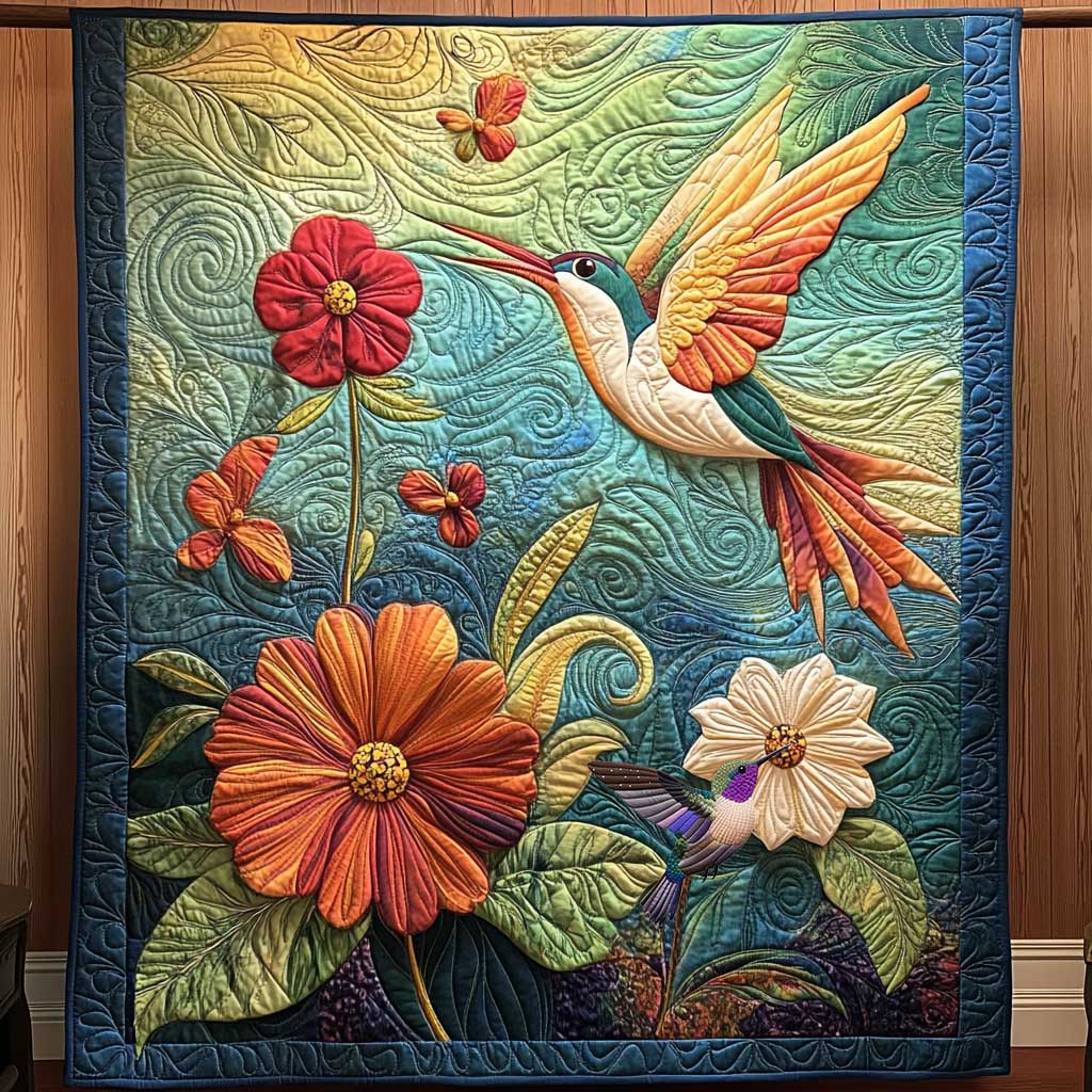 Hummingbird Among Flowers WN0910118CL Quilt