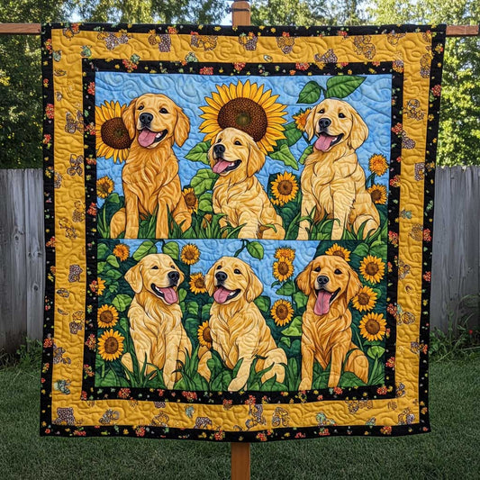 Golden Retriever Sunflower Patch WN2709138CL Quilt
