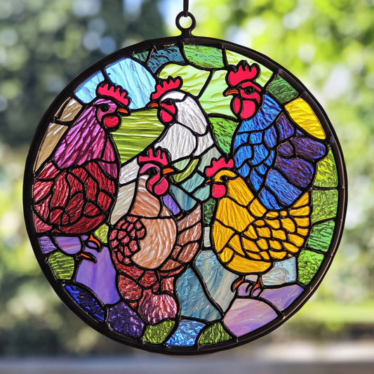 Chicken WU1010030CL Stained Glass Suncatcher