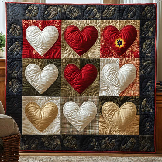 Puff Hearts WP2412031CL Quilt