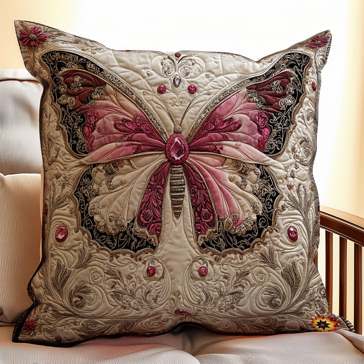 Pink Butterfly WY0912071CL Quilt Pillow Case