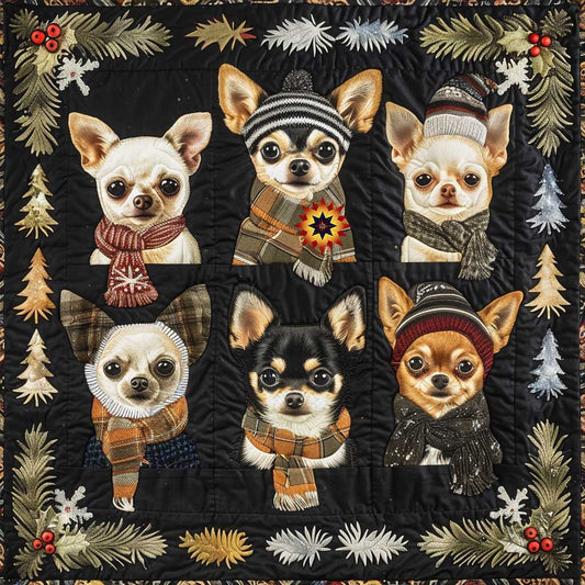 Chihuahua Celebrating Christmas WP1110014CL Quilt