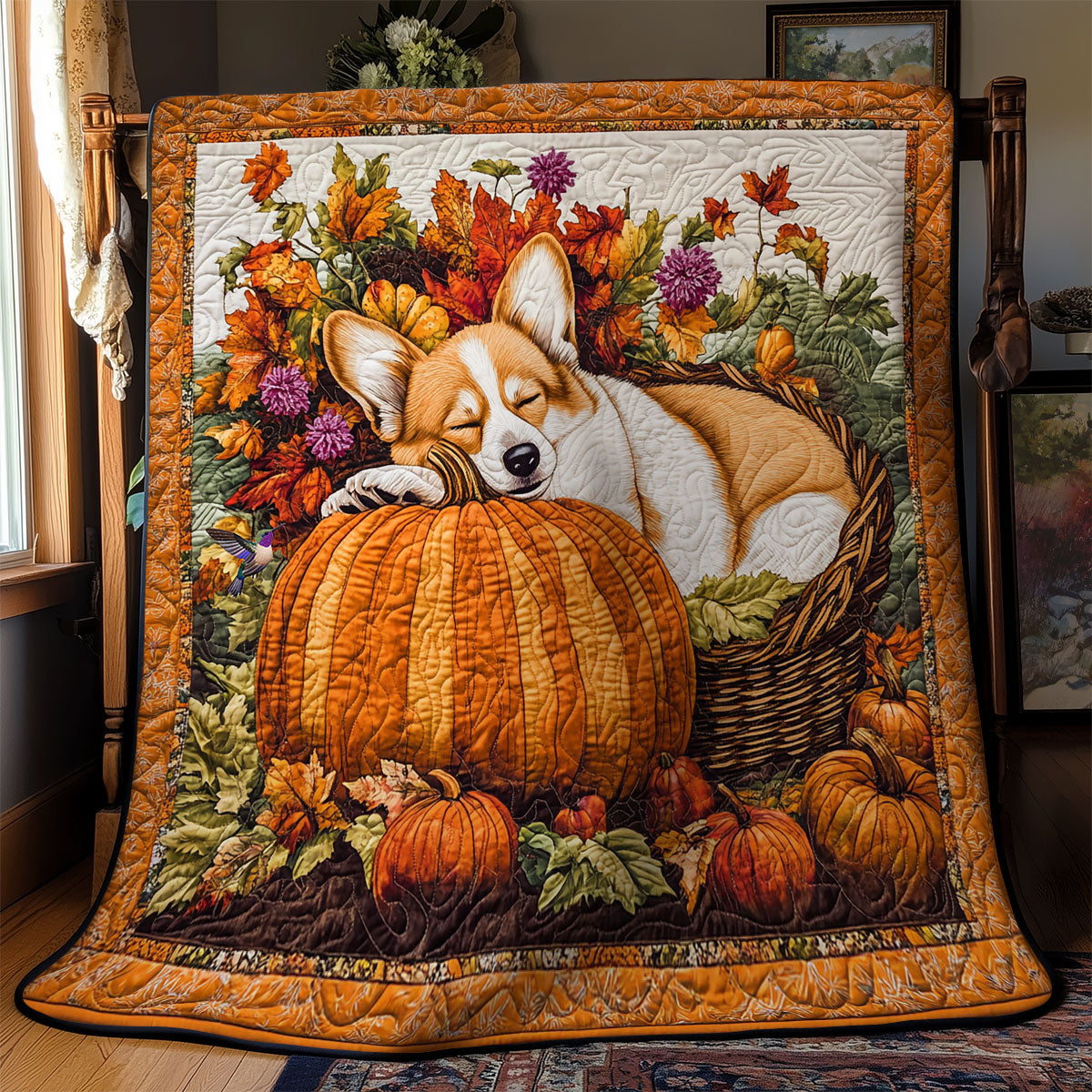 Corgi Thanksgiving WY1911081CL Quilt
