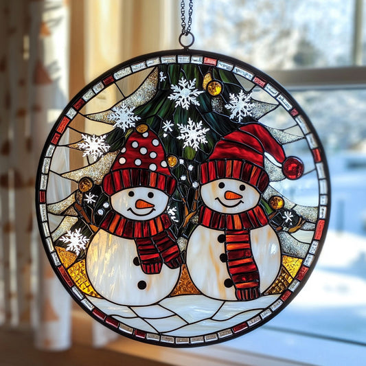 Snowman WJ2211046CL Stained Glass Suncatcher