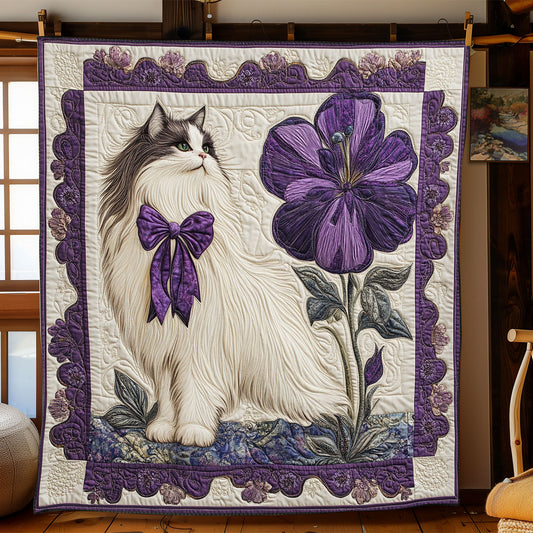 Purple Blooming Cat XB1604022CL Quilt
