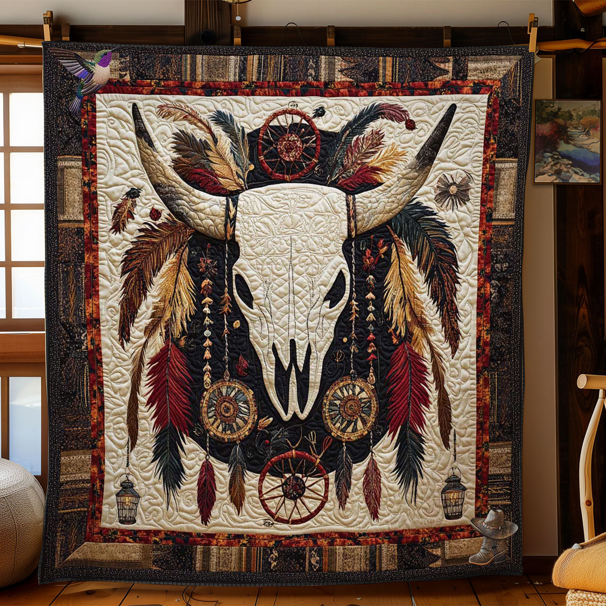 Native Cow Skull WN0412082CL Quilt