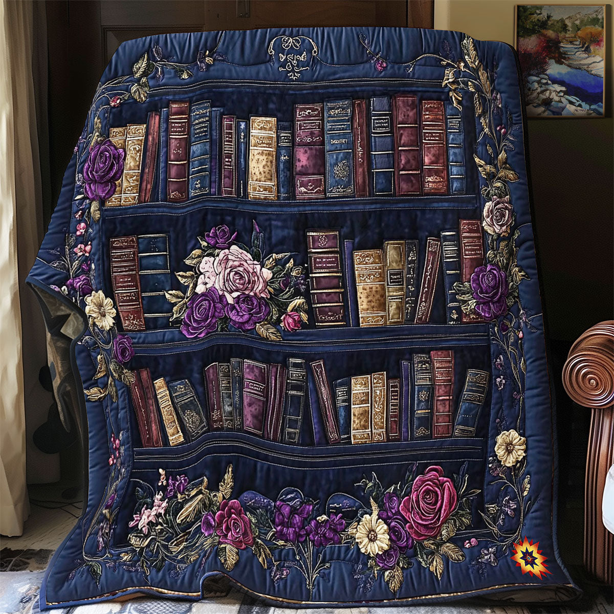 Navy Bookshelf WY2012056CL  Quilt