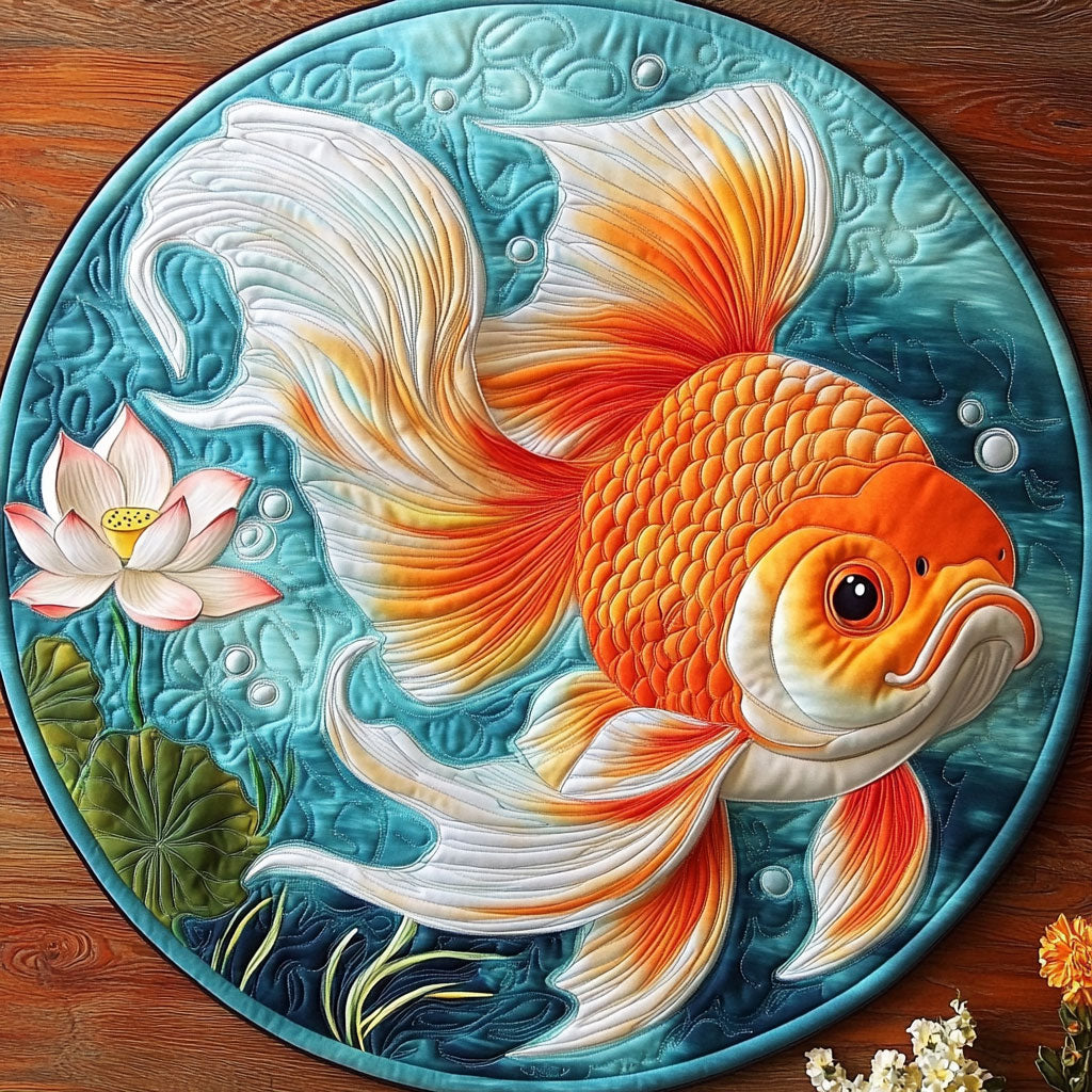 Beautiful Goldfish CP2904006CL Quilted Round Mat