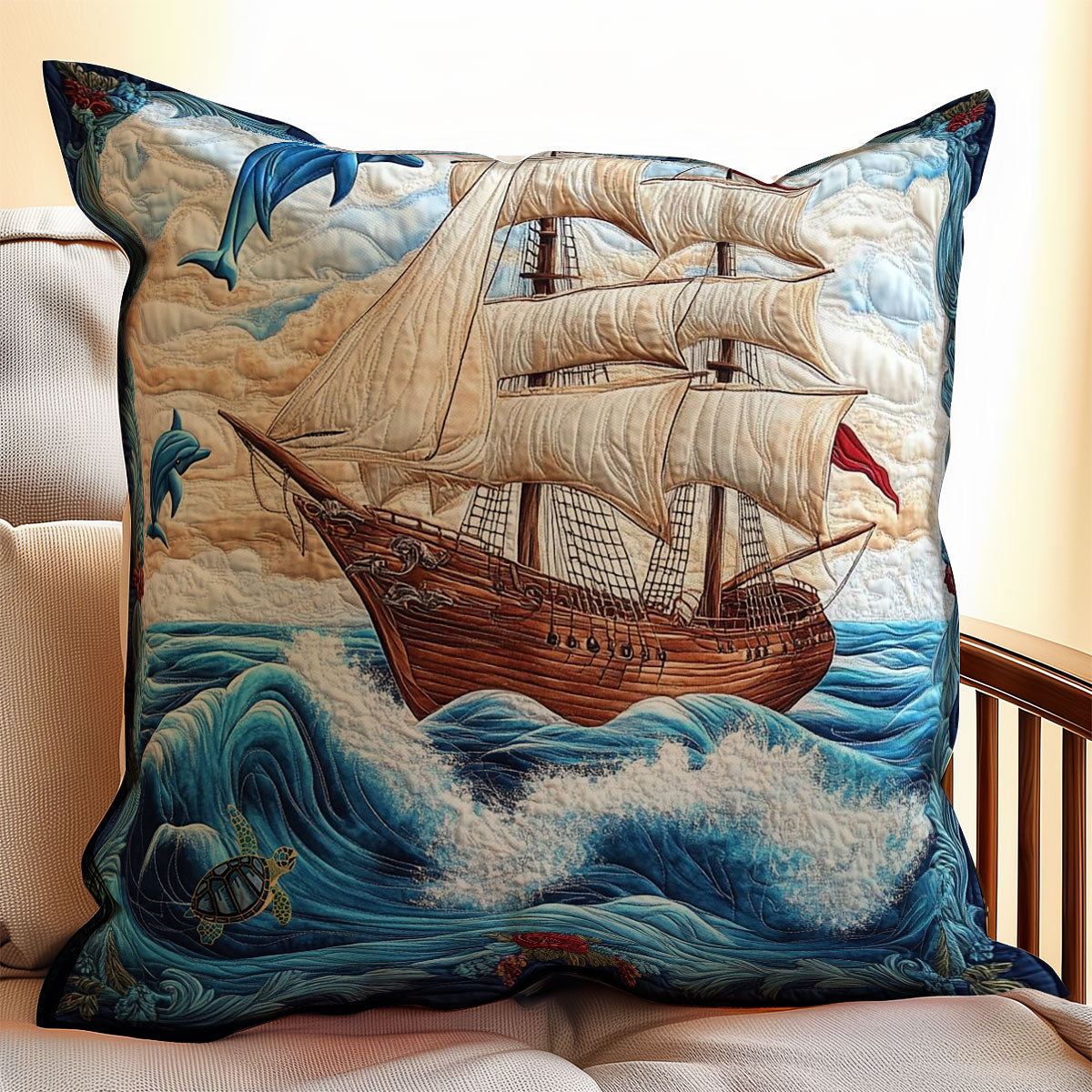 Sailboat Dolphin WY0912092CL Quilt Pillow Case