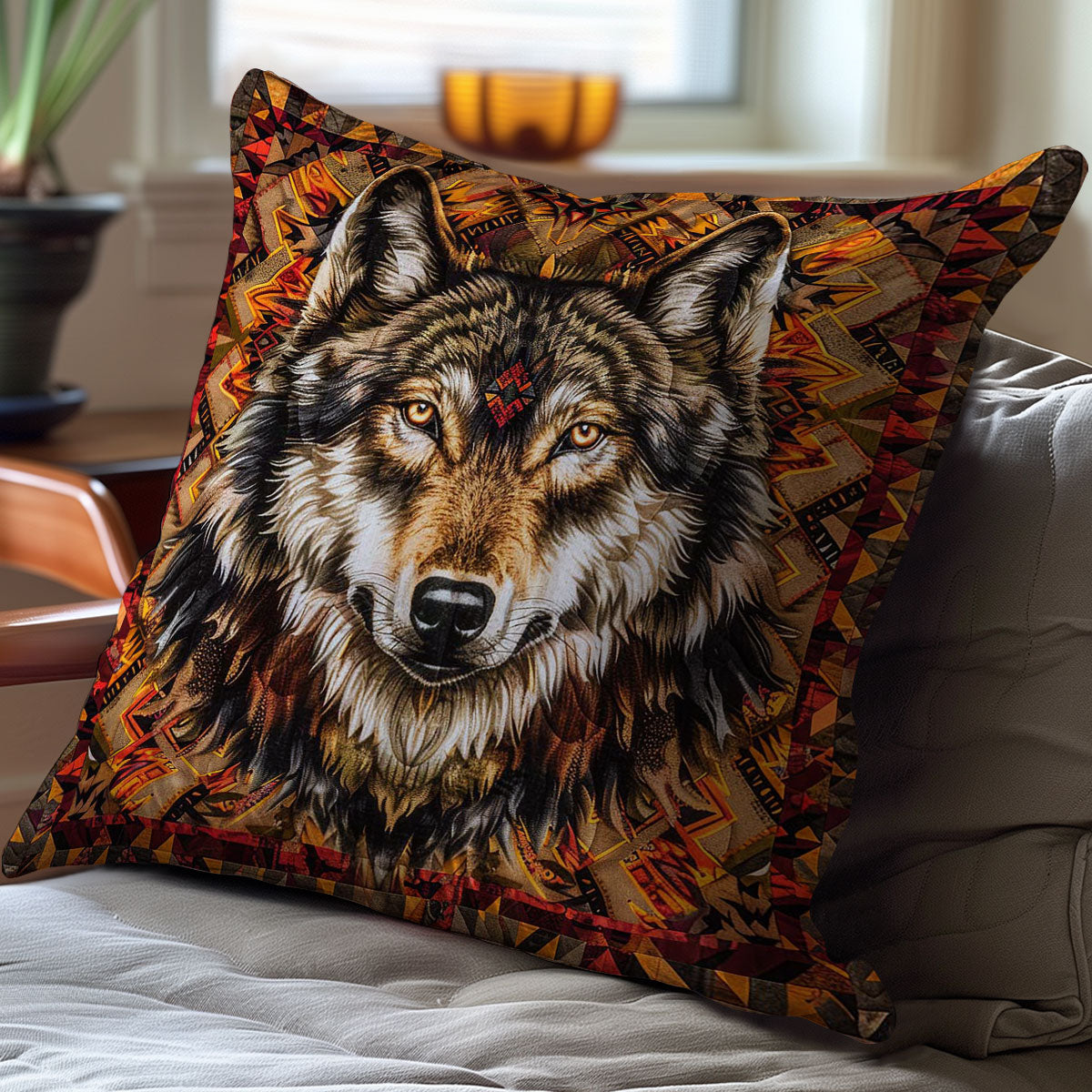 Wolf Native American WJ1909039CL Quilt Pillow Case