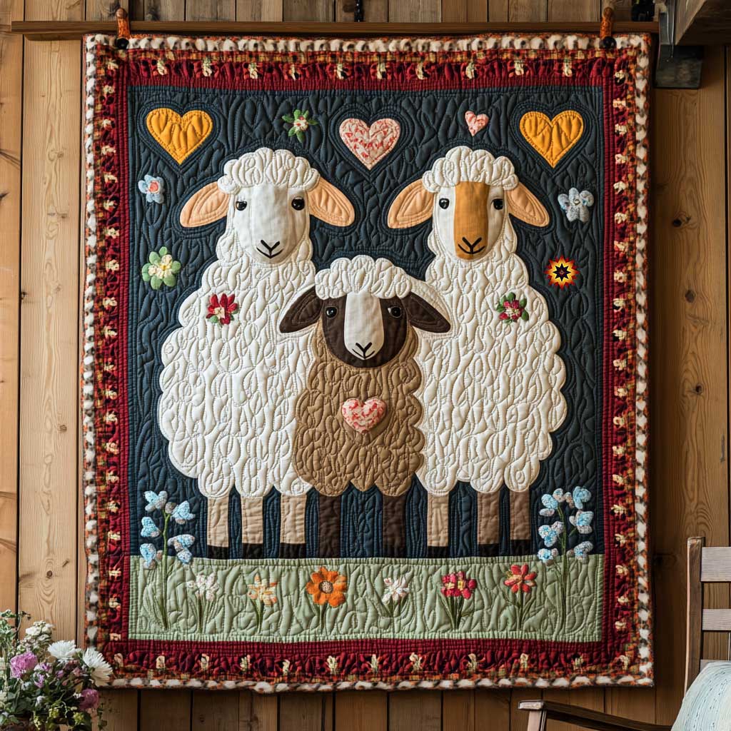 Vintage Sheep Family WJ0410024CL Quilt