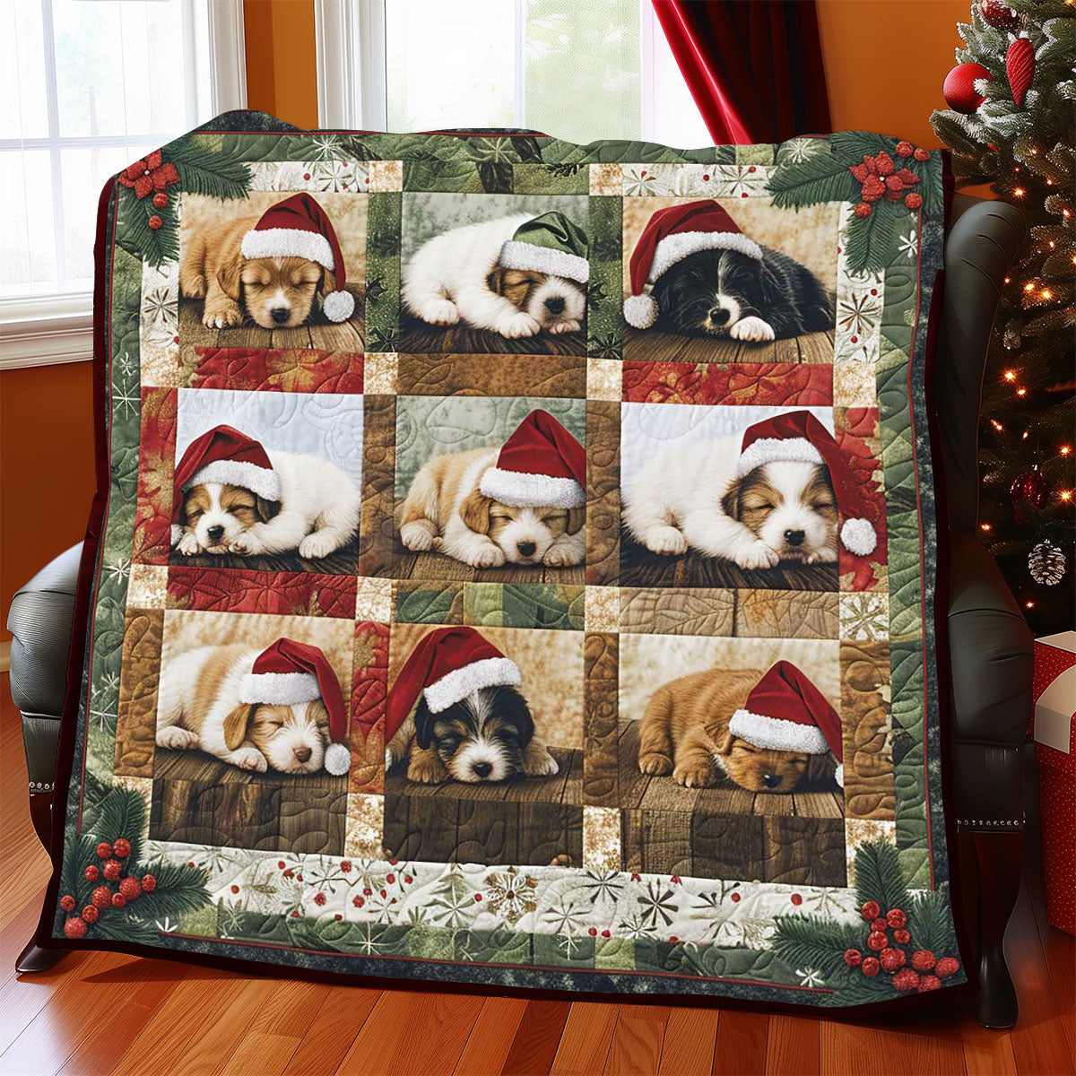 Christmas Puppy Sleeping WP1308010CL Quilt