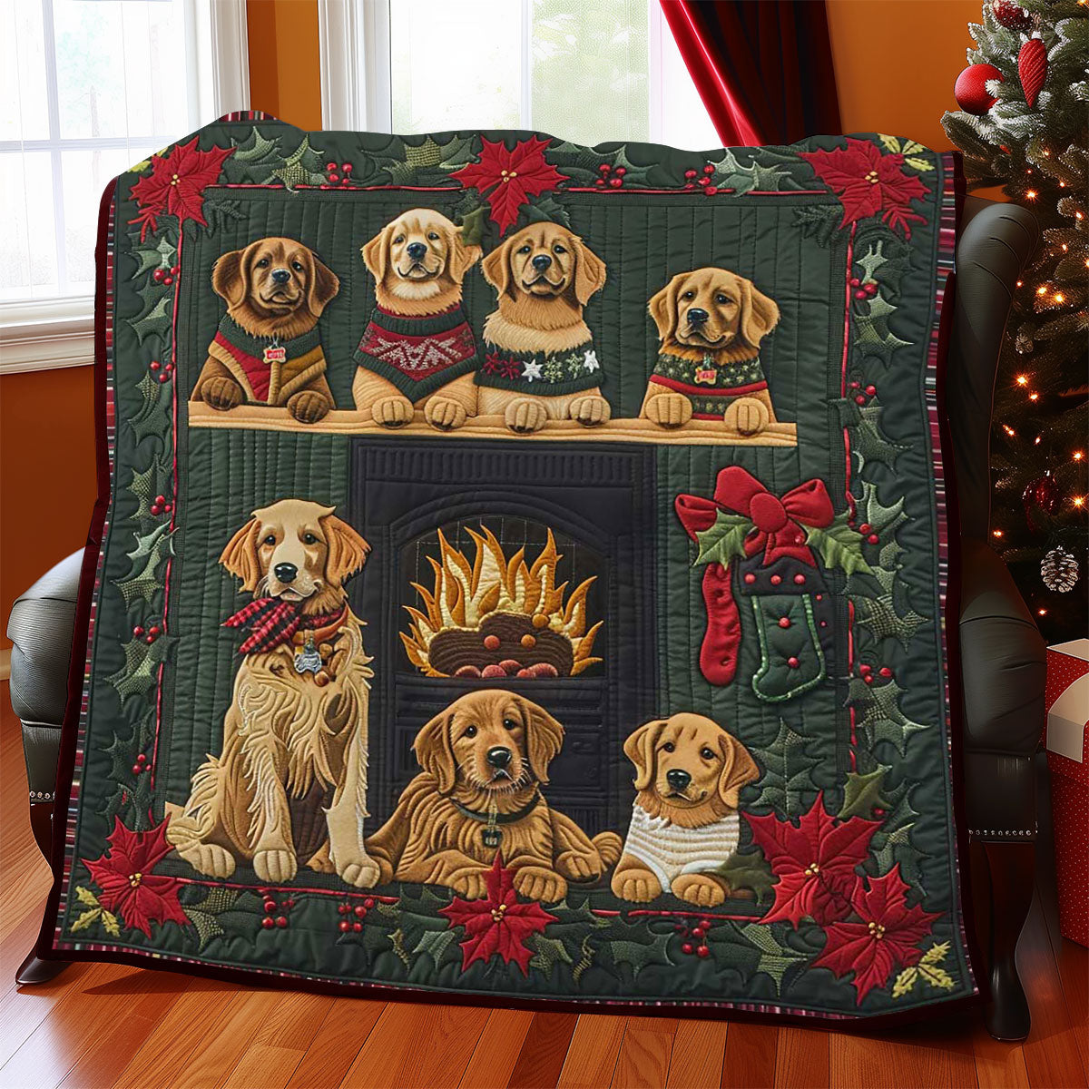Cozy Golden Retriever WP1508002CL Quilt