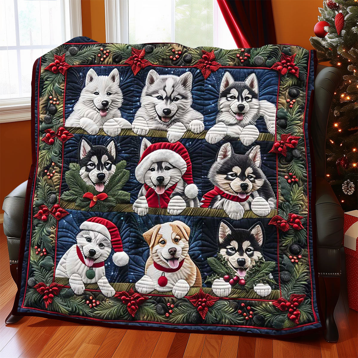 Little Husky Christmas WP1508013CL Quilt