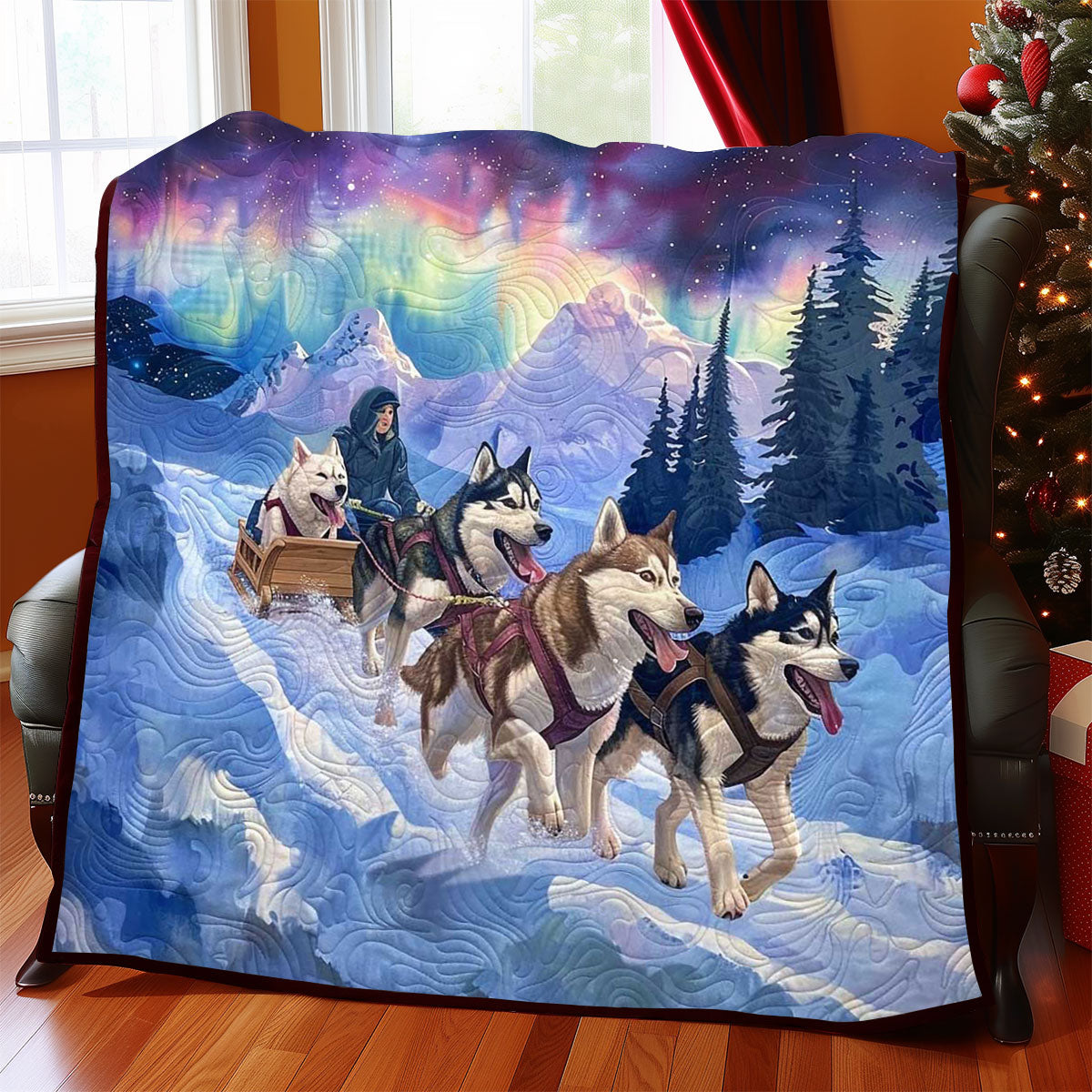 Sledding Husky Aurora WP1308028CL Quilt
