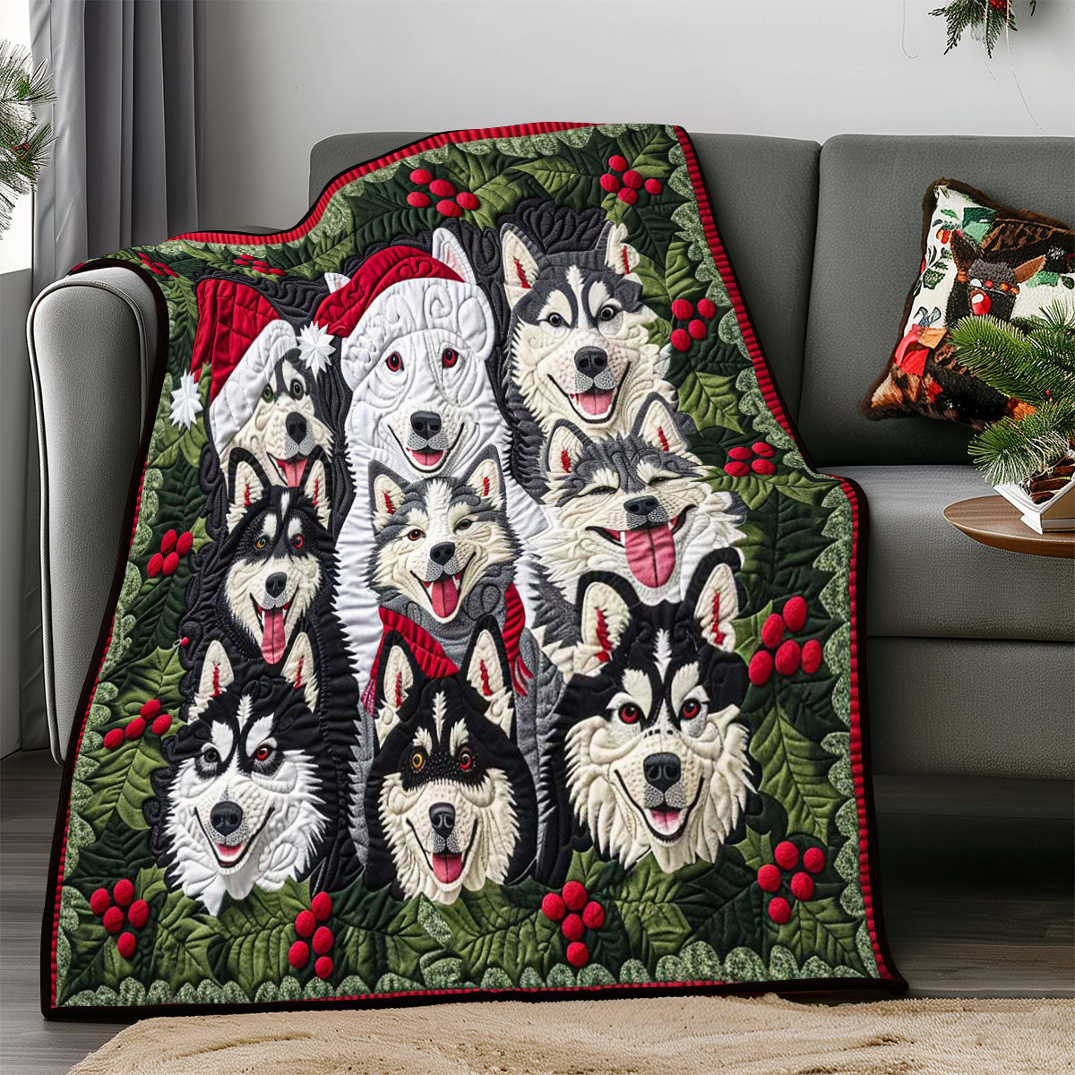 Christmas Husky Collection WP1508005CL Quilt