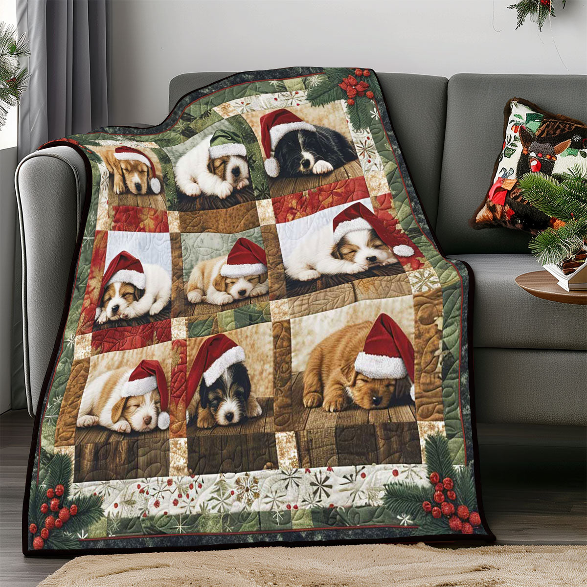 Christmas Puppy Sleeping WP1308010CL Quilt