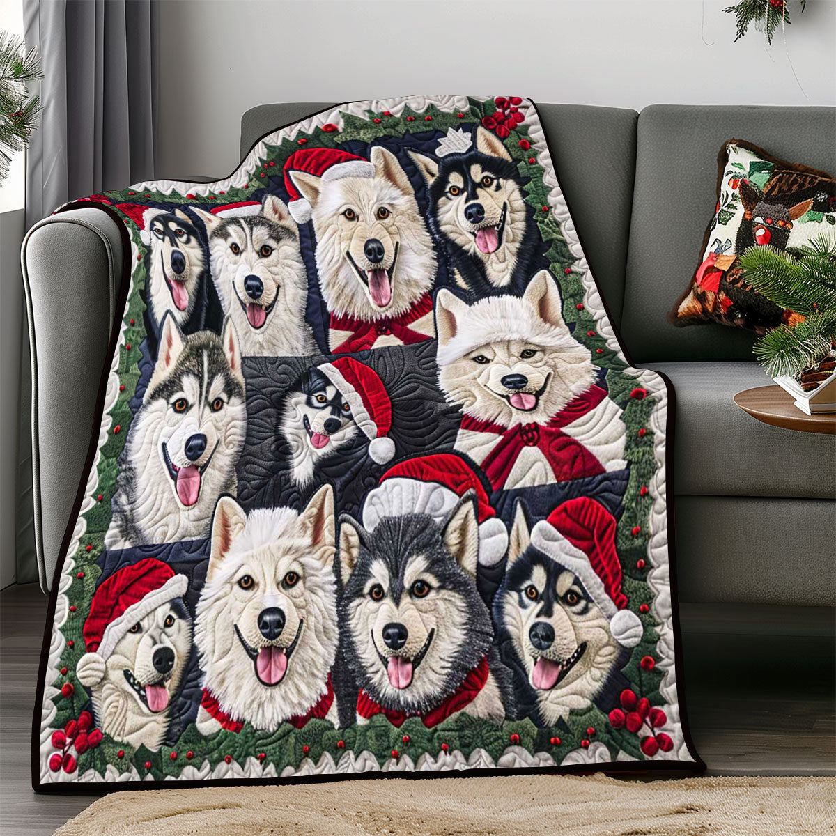 Cozy Husky Christmas WP1508003CL Quilt