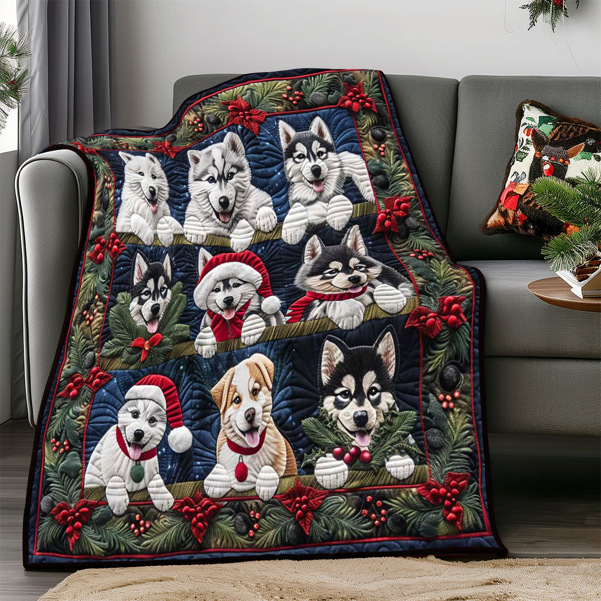 Little Husky Christmas WP1508013CL Quilt