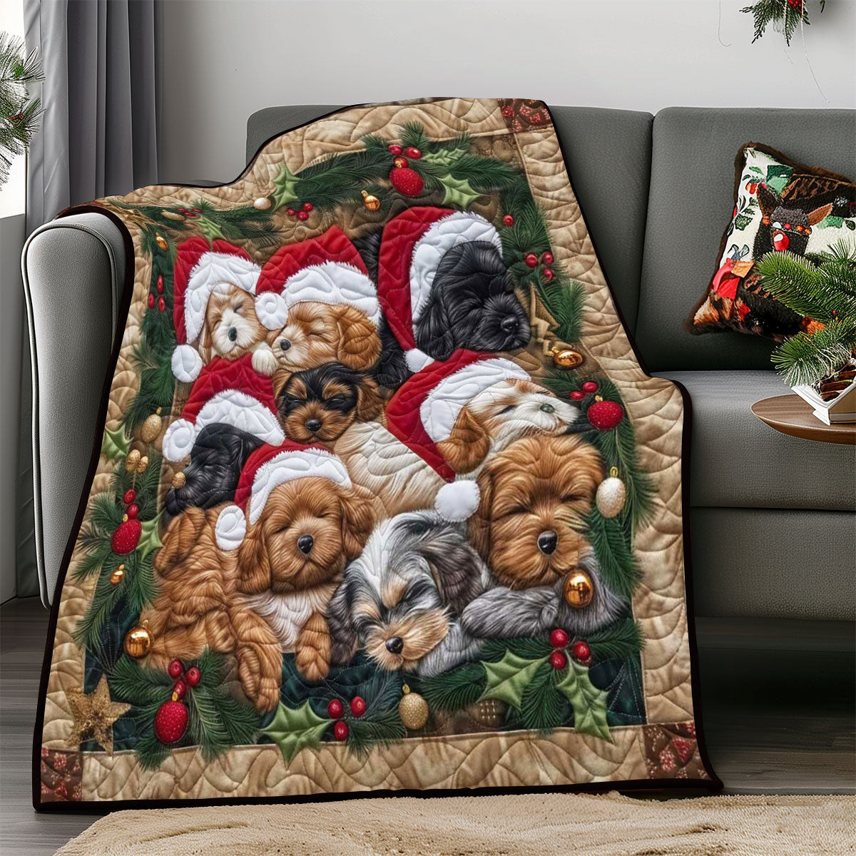 Sleeping Puppy Christmas WP1308029CL Quilt