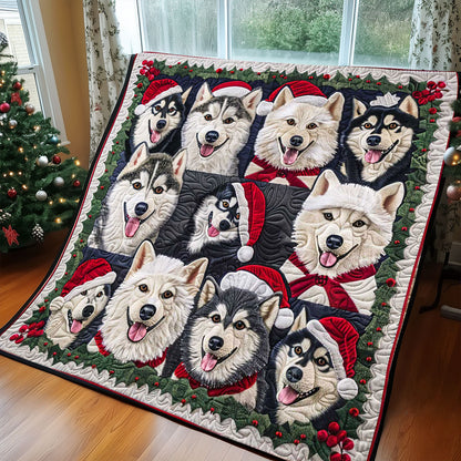 Cozy Husky Christmas WP1508003CL Quilt