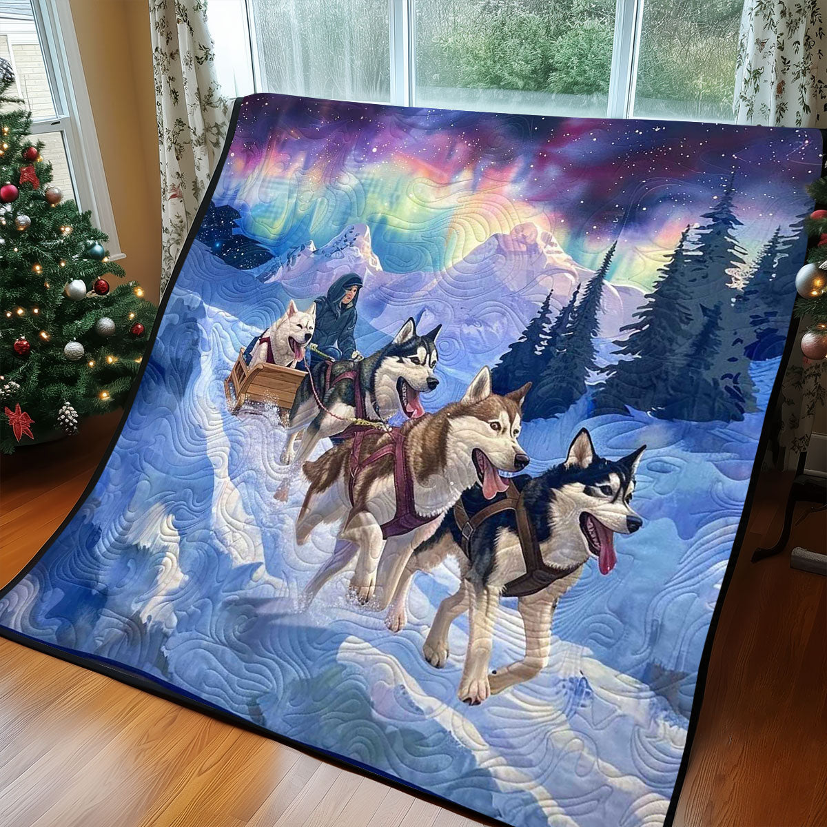 Sledding Husky Aurora WP1308028CL Quilt