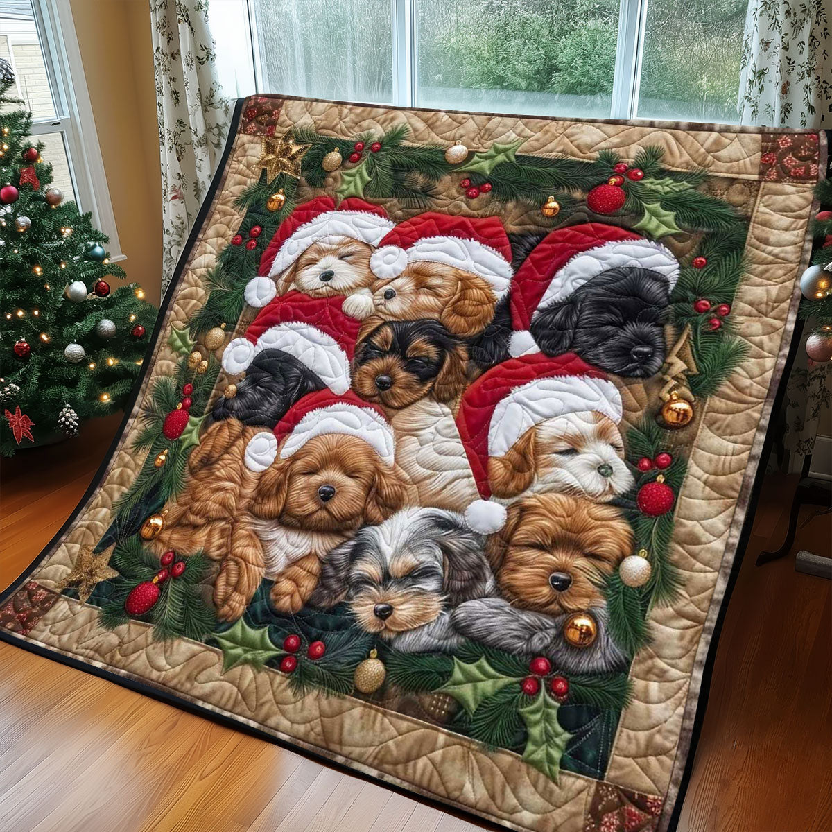 Sleeping Puppy Christmas WP1308029CL Quilt