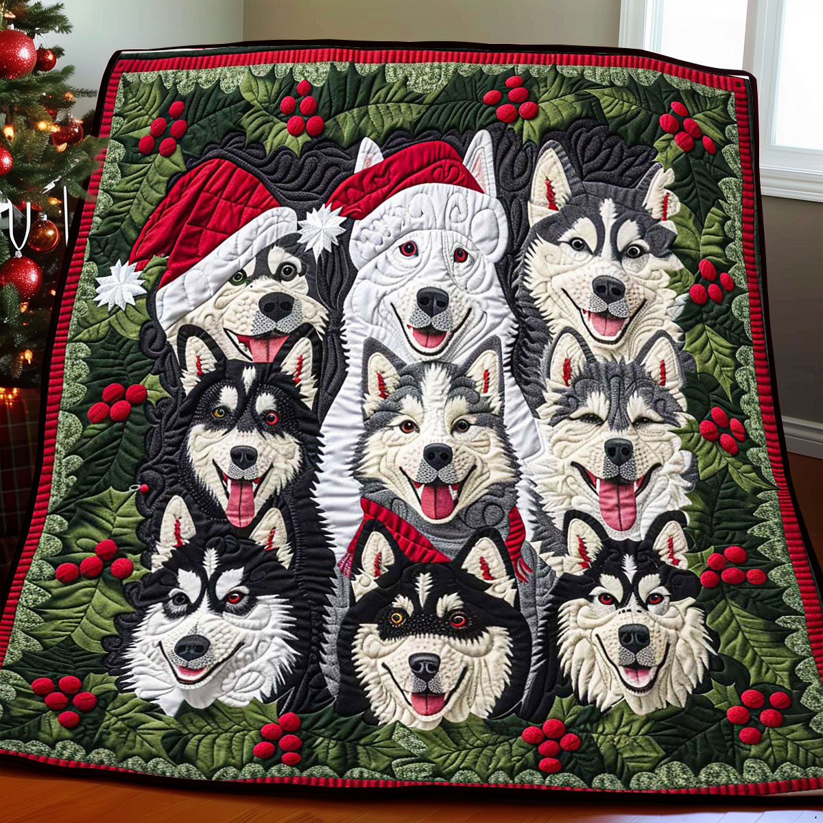 Christmas Husky Collection WP1508005CL Quilt