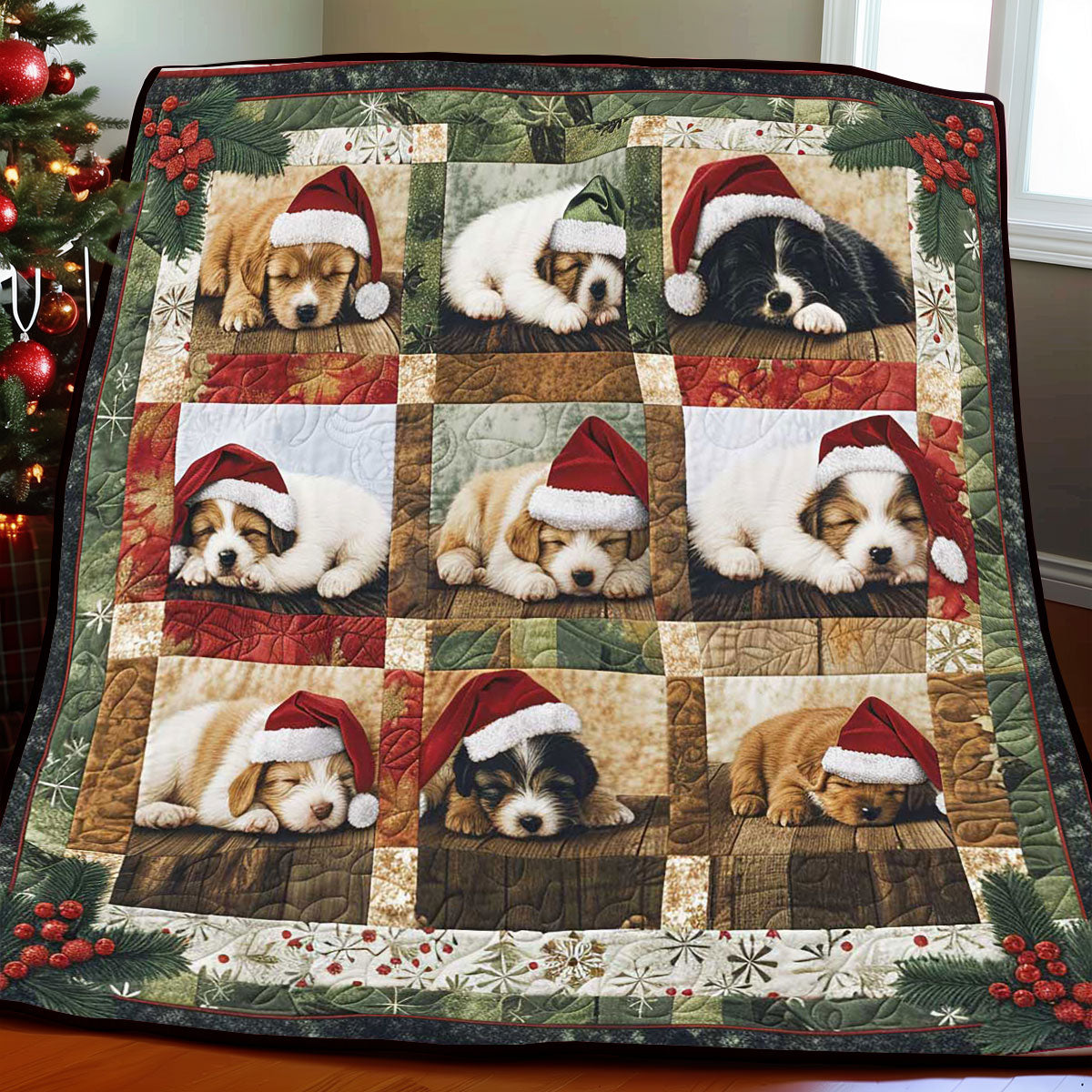 Christmas Puppy Sleeping WP1308010CL Quilt