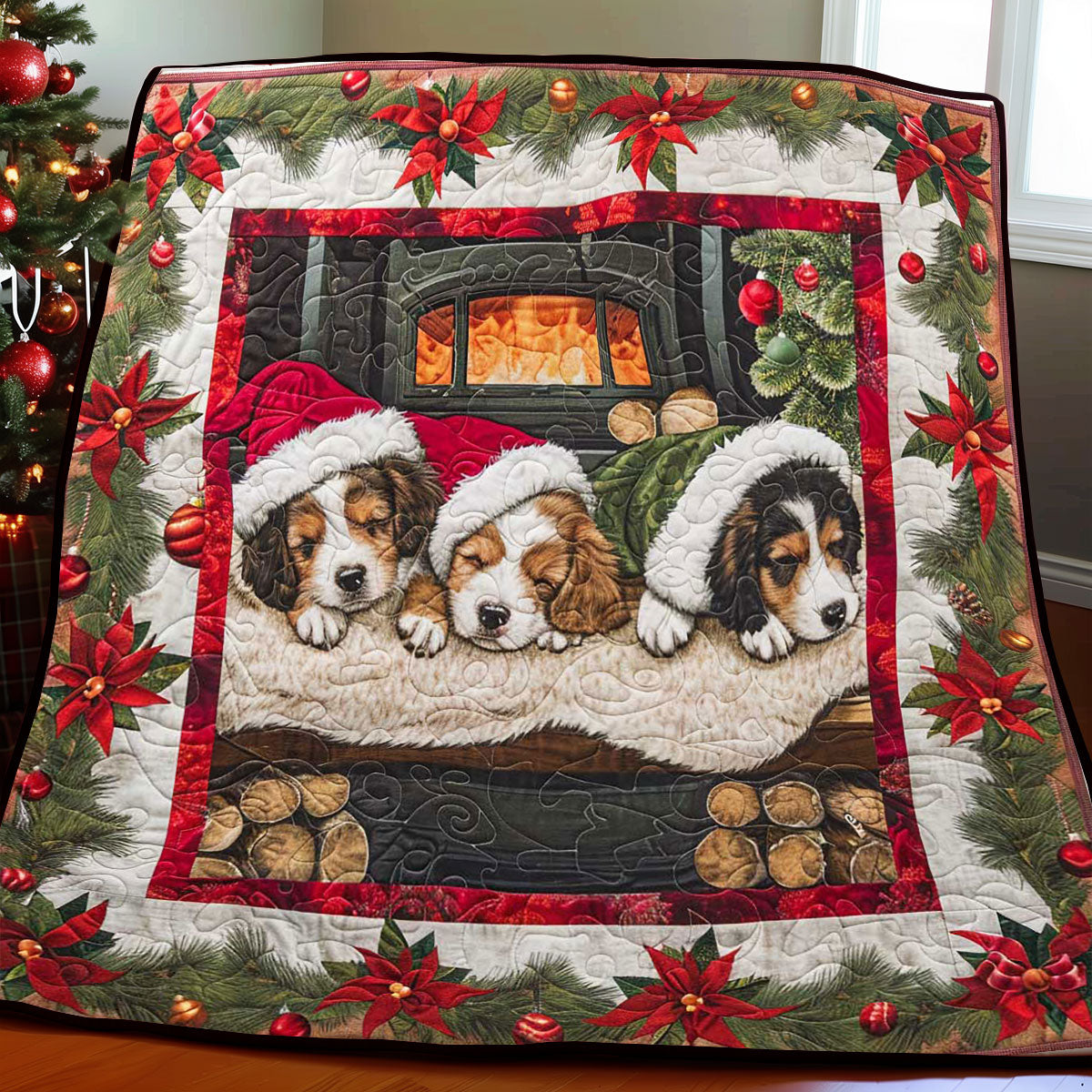 Christmas Sleeping Puppy WP1308041CL Quilt