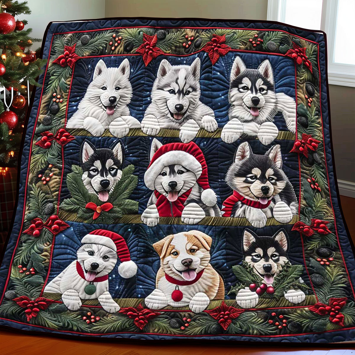 Little Husky Christmas WP1508013CL Quilt