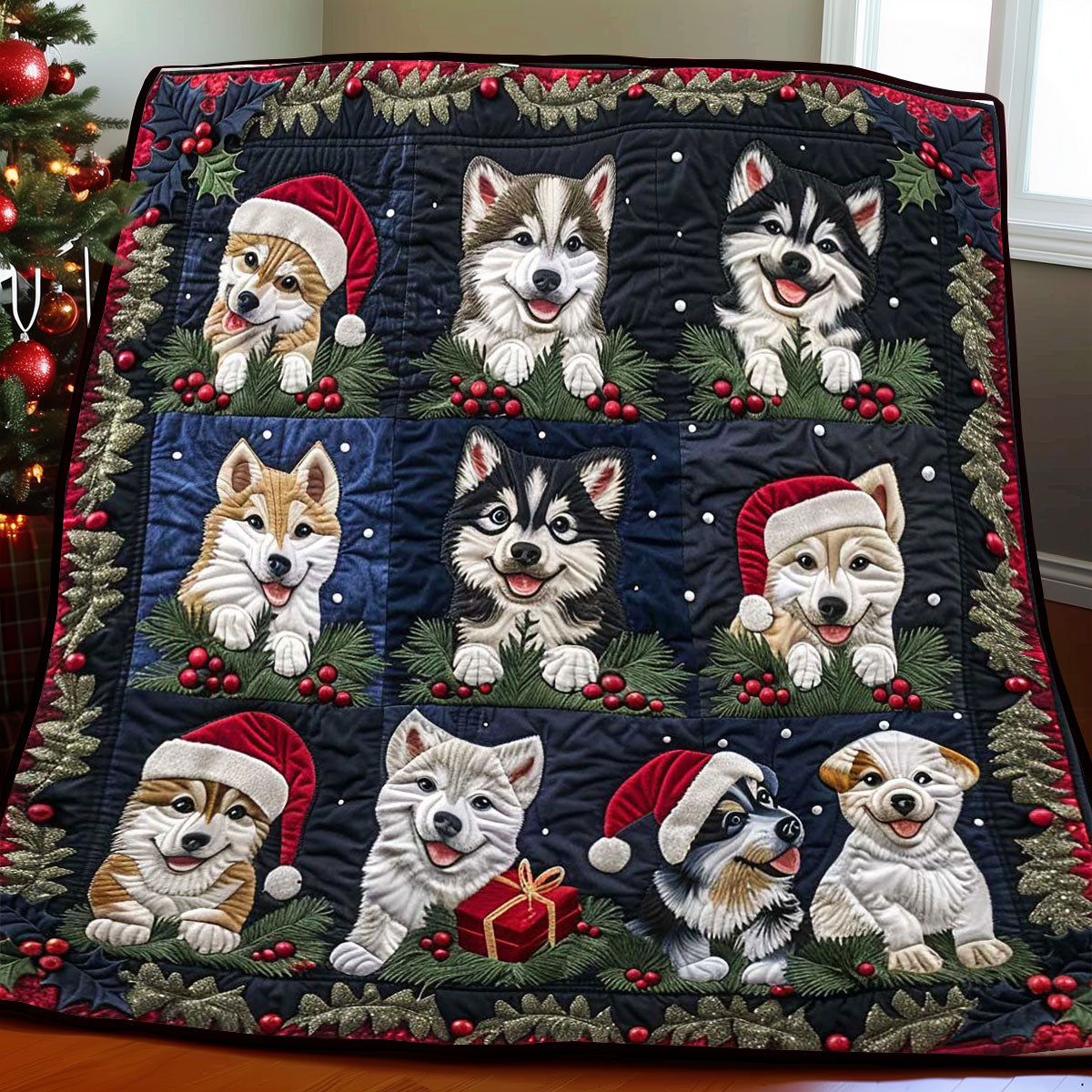 Puppy Santa Hat WP1508019CL Quilt