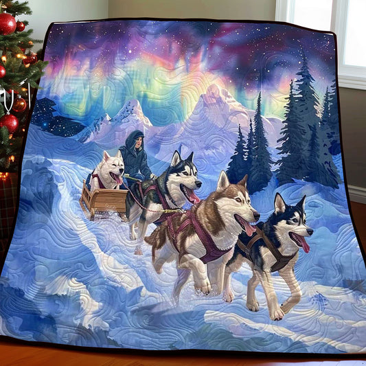 Sledding Husky Aurora WP1308028CL Quilt
