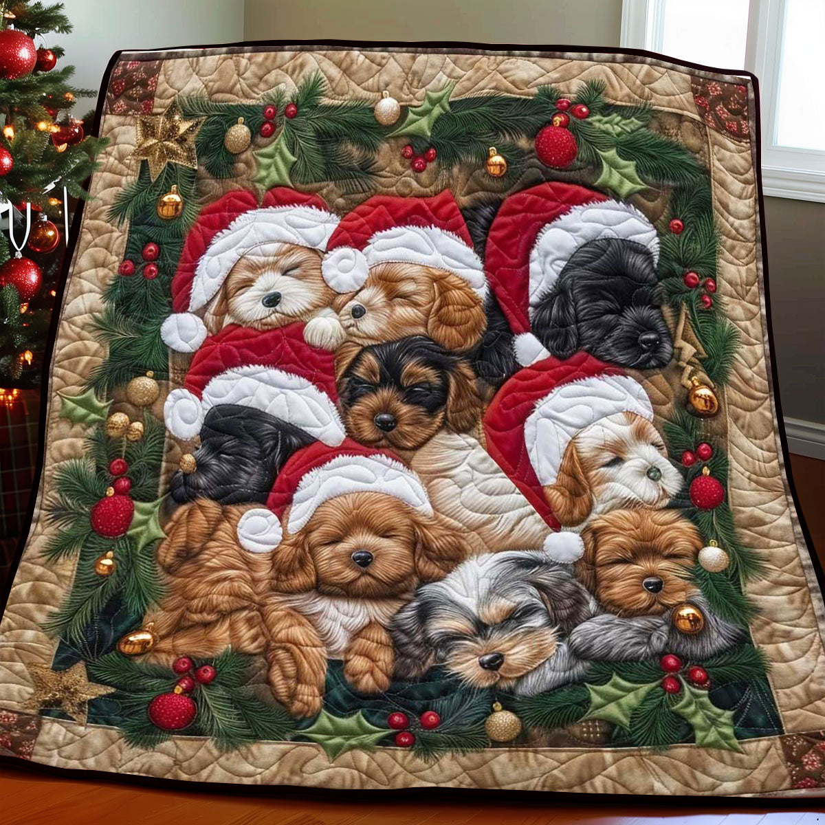 Sleeping Puppy Christmas WP1308029CL Quilt