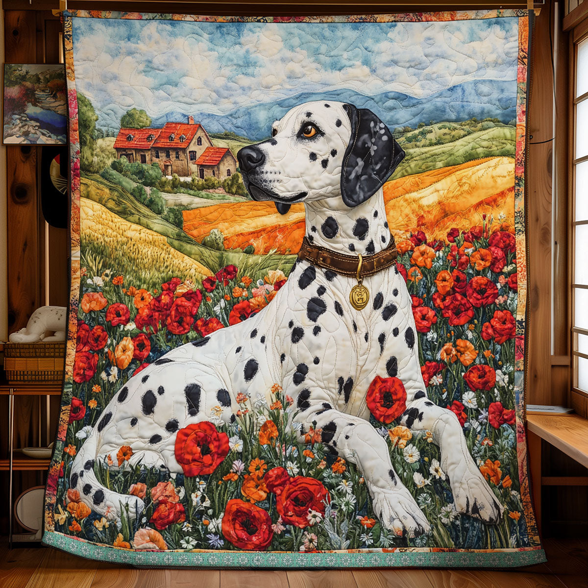 Dalmantian Flower Field WX1112023CL Quilt