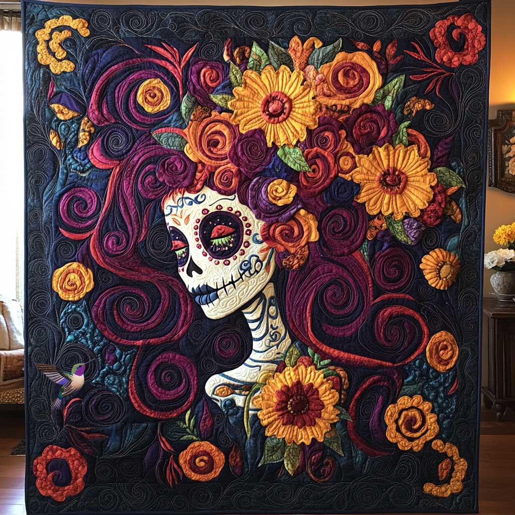Day Of The Dead Skeleton Muse WN2810013CL Quilt
