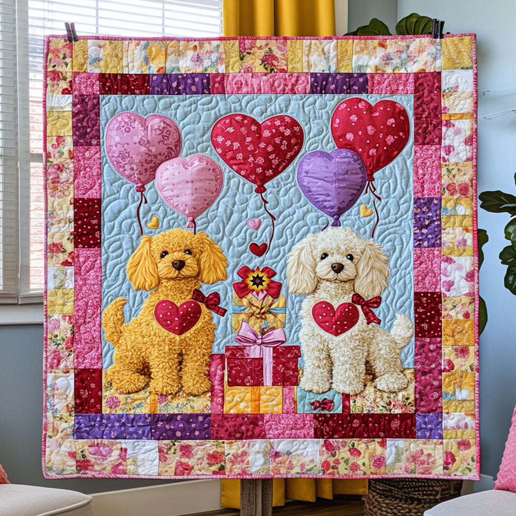 Colorful Poodle Valentine's Day WJ1112014CL Quilt