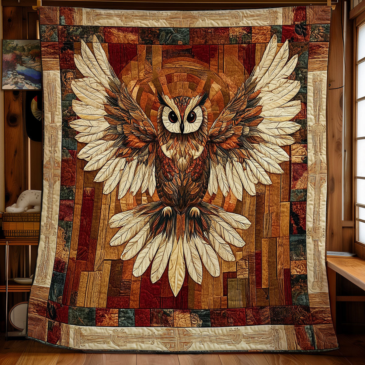 Brown Native Owl WY0301036CL Quilt