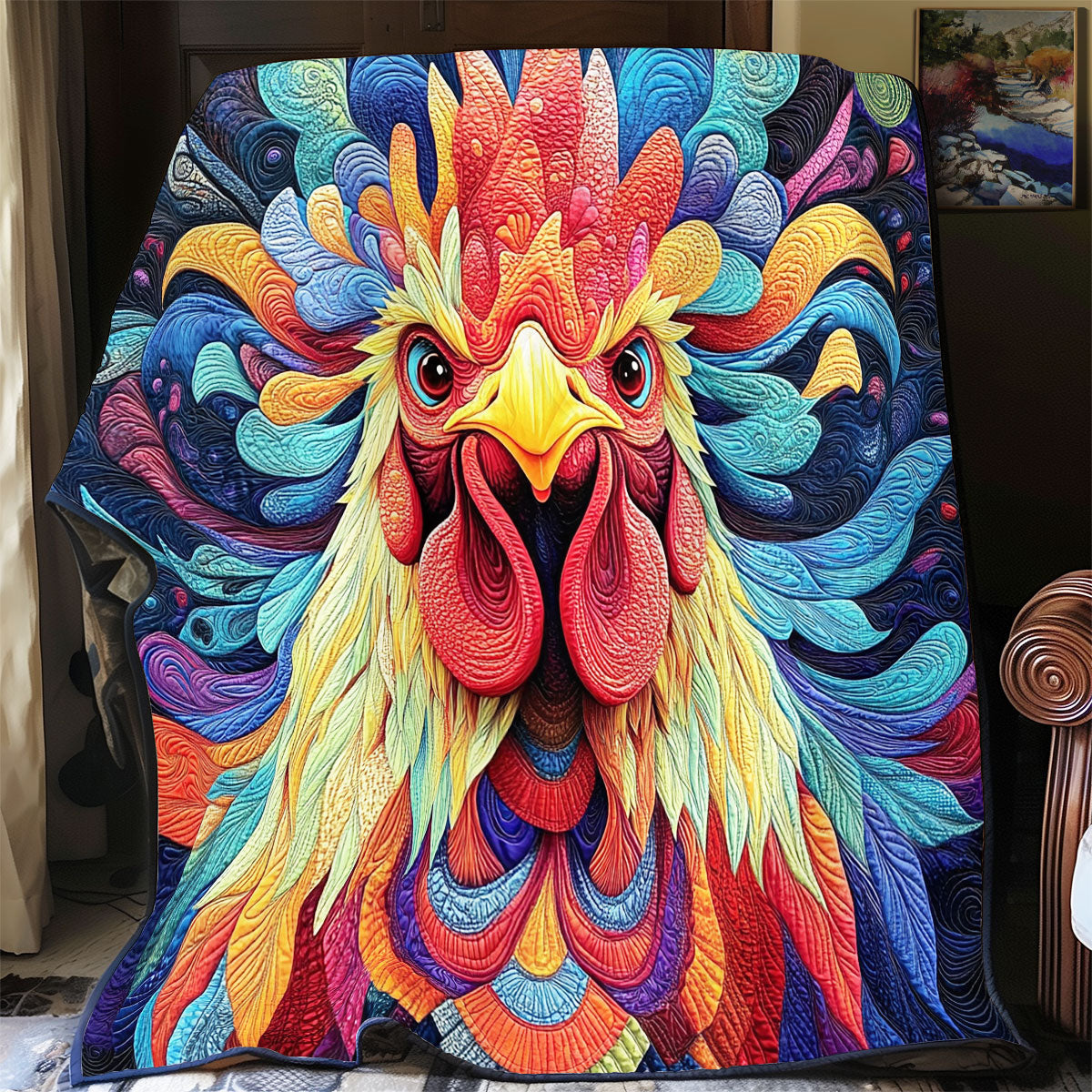 Colorful Rooster WY2111039CL Quilt