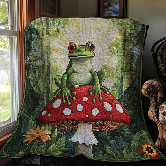 Frog Sitting In Mushroom WY0212038CL Quilt