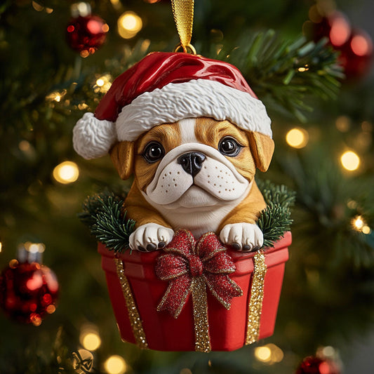 Bulldog Present CW1511055CL Christmas Ornament