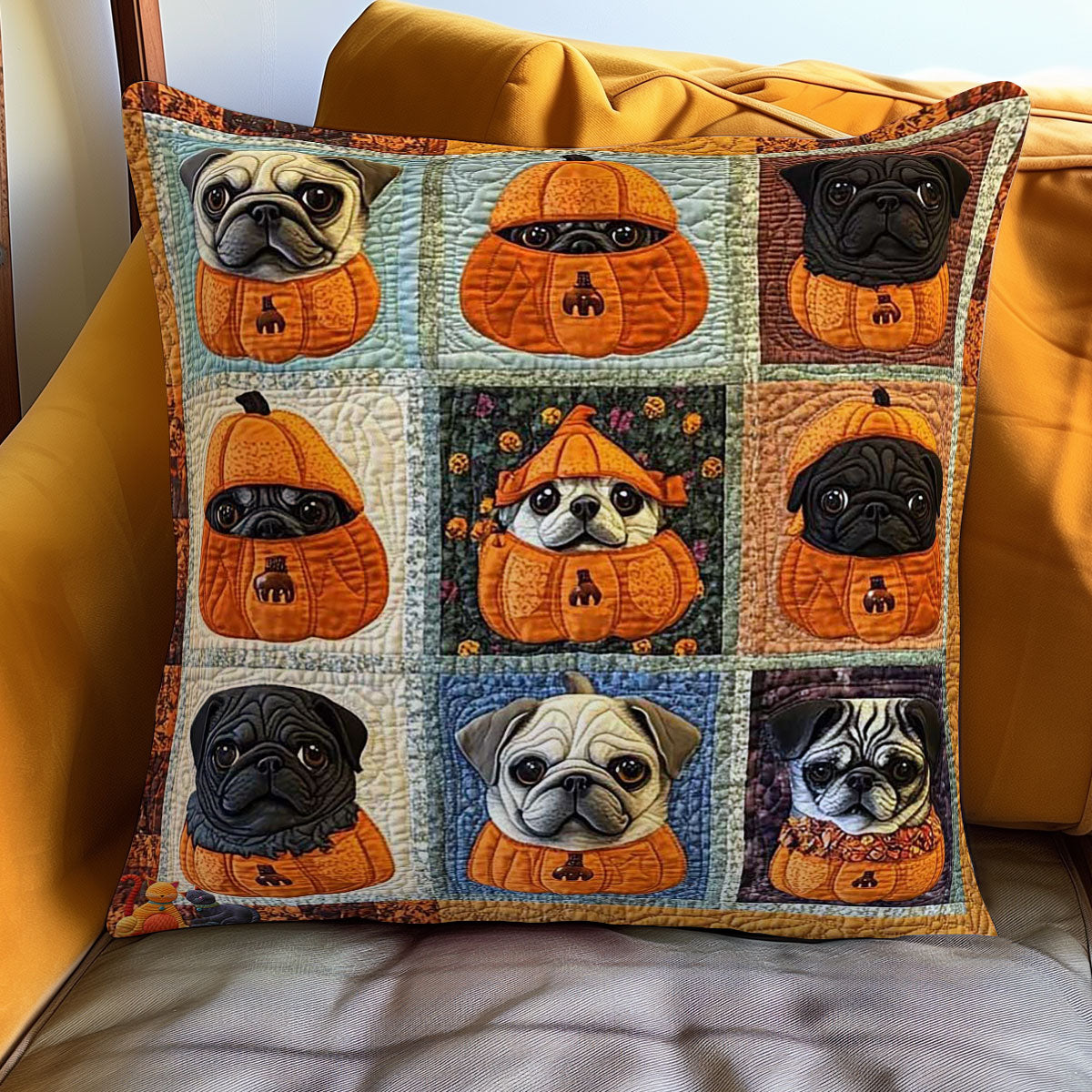 Bulldog Pumpkin Cute WN0310091CL Quilt Pillow Case