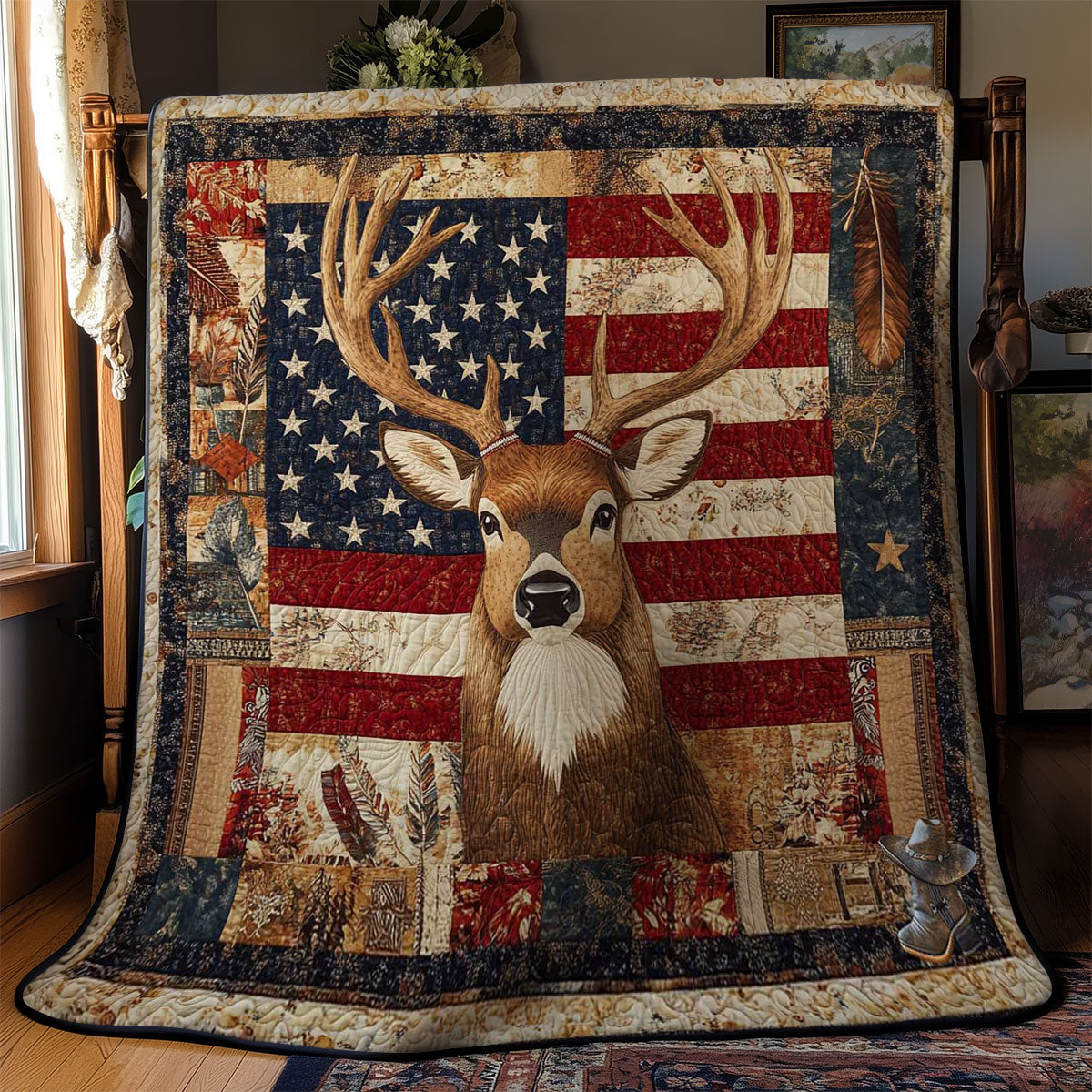 Deer Native American WN2311090CL Quilt