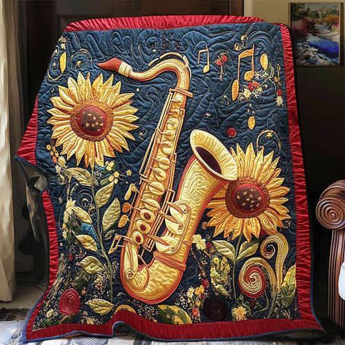 Gold Saxophone And Sunflower WY0202027CL Quilt