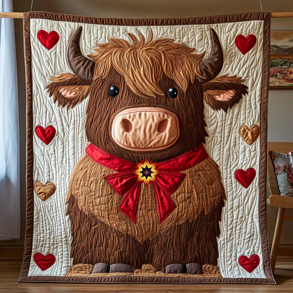 In Love Highland Cow WP1012017CL Quilt