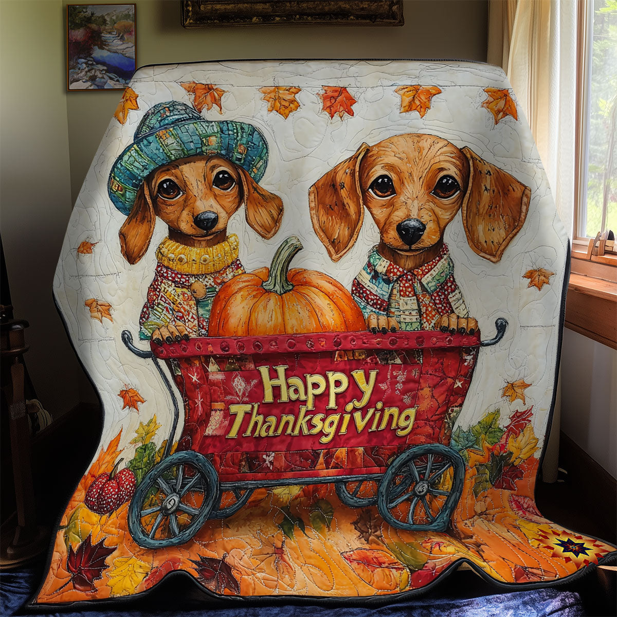 Dachshund Thanksgiving WY1911098CL Quilt