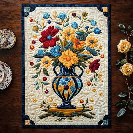 Elegant Flower Pot CP2904029CL Quilted Table Runner